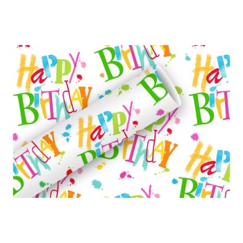 Braun + Company Papier cadeau Birthday 80 g/m², multicolore, 70 cm x 2 m