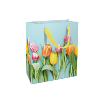 B+C Geschenktasche Ostern, 18x21x8cm, Tulpen