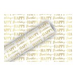 Braun + Company Papier cadeau Graphic Birthday 1.5 m x 70 cm, or/blanc
