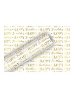 B+C Geschenkpapier 1.5 m x 70 cm, Graphic Birthday gold-weiß, 83 gm2