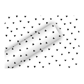 B+C Geschenkpapier 2 m x 70 cm, Herzilein schwarz/weiß, 80 gm2