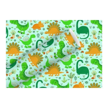 B+C Geschenkpapier 2 m x 70 cm, Funny Dinos softmint, 80 gm2