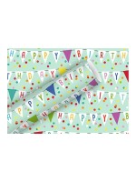 B+C Geschenkpapier 2 m x 70 cm, Wimpel softblau, 80 gm2