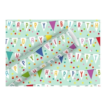 B+C Geschenkpapier 2 m x 70 cm, Wimpel softblau, 80 gm2