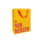 Braun + Company Sac cadeau Von Herzen 26 x 36 x 13 cm, Jaune/Rouge