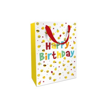 B+C Geschenktasche Birthday Smileys, Grösse: 26x36x13 cm