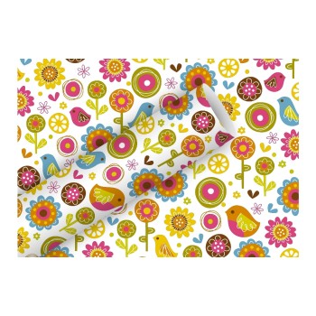 Braun + Company Papier cadeau Birdland 2 m x 70 cm, Multicolore