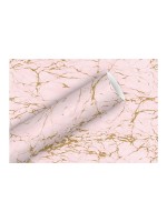 Braun + Company Papier cadeau Marbre 2 m x 70 cm, Doré/Rose