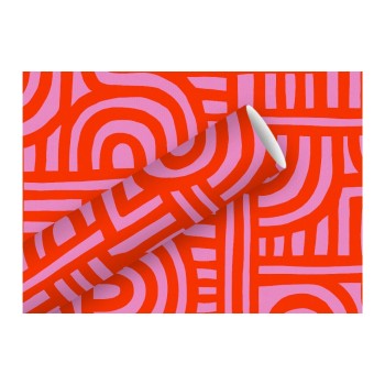 B+C Geschenkpapier 2mx70cm, By Nature Labyrinth rot