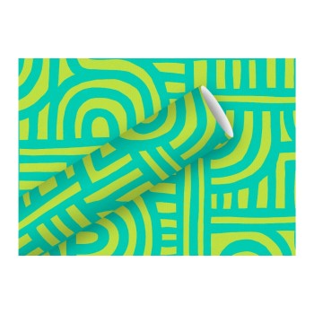B+C Geschenkpapier 2mx70cm, By Nature Labyrinth Türkis