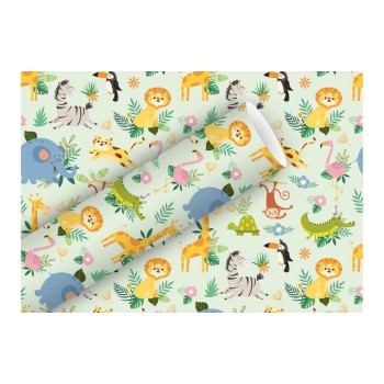 Braun + Company Papier cadeau Happy Animals, 2 m x 70 cm