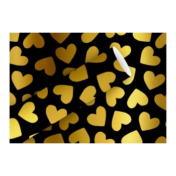 Braun + Company Papier cadeau Coeurs, noir, 1.5 m x 70 cm