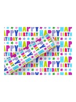B+C Geschenkpapier 83g/m2, 70cm x 1.5 m, Happy Birthday Sterne