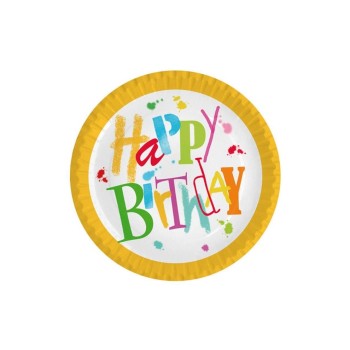 B+C  Birthday Dance Frischfaser-Teller, 10 Stück, Durchmesser 23cm