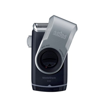 Braun shaver travel MobileShave M-60, transparent blue, SmartFoil, rotating cover