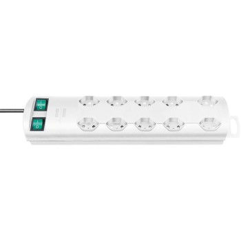 Steckdosenleiste 5+5xT13, 2 Schalter, white, 2m cable, Kinderschutz Steckdosenleiste 5+5xT13, 2 Schalter, white, 2m cable, Kinderschutz