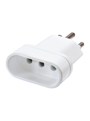 Adaptateur de voyage 3 pôles, italie - suisse, blanc