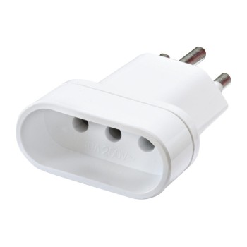 3-pole travel adapter, italy - swiss, white