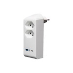 Brennenstuhl 2-fach Abzweigstecker drehbar, 300 Grad, USB A/C, ohne Schalter