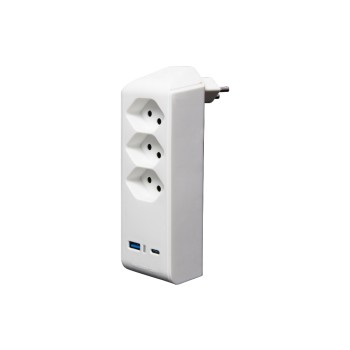 Brennenstuhl Fiche de branchement 3 x T13, 1 x USB A, 1 x USB C, 300° de rotation Brennenstuhl Fiche de branchement 3 x T13, 1 x USB A, 1 x USB C, 300° de rotation