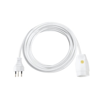 Kunststoff-Verlängerungscâble, 5m, blanc, 5m, blanc, 3-polig, T12/T13 Kunststoff-Verlängerungscâble, 5m, blanc, 5m, blanc, 3-polig, T12/T13