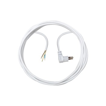 Anschlussleitung mit eins. Winkelstecker, 3m, weiss, 3-polig, T12 Anschlussleitung mit eins. Winkelstecker, 3m, weiss, 3-polig, T12