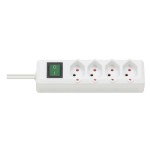 Brennenstuhl Swiss-Line Steckdosenleiste, 4xT13, mit Schalter, weiss, 1.5m Kabel