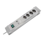 Power strip 4xT13, Surge protected, power swich with light, light grey