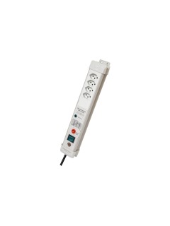 Multiprises 4xT13, Protection Surtension, interrupteur éclairé, gris clair