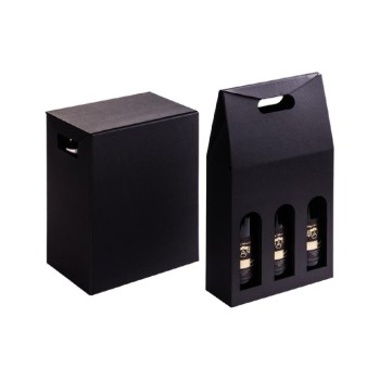 Brieger Tragverpack. Wein Ligne Noire 1 Stk, black , 3 Flaschen, 24.3 x 33.5 x 8.1 cm