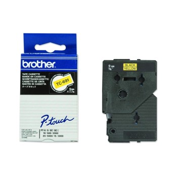 Brother P-Touch Schriftb TC, 9 mm, Band yellow, Schrift black Brother P-Touch Schriftb TC, 9 mm, Band yellow, Schrift black