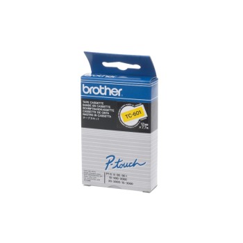 Brother P-touch ruban TC-601, TC-Band, laminé, noir sur fond jaune, 12mm, 7.7m