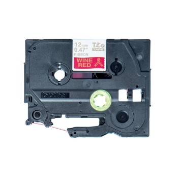 Brother P-touch Farbband TZE-RW34, TZe-Band, Stoffband,gold auf bordeaux red, 12mm, 4m