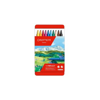 Caran d'Ache Fibralo Fasermaler, Metallschachtel avec 10 Farben