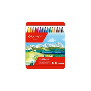 Caran d'Ache Fibralo Fasermaler, Metallschachtel avec 15 Farben
