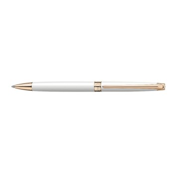 Caran d`Ache Kugelschreiber Léman Slim, weiss rosegold with Goliath Patrone blue M