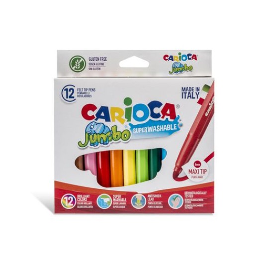 Carioca Feutres de coloriage Jumbo Box E-6 12 pièces, multicolores