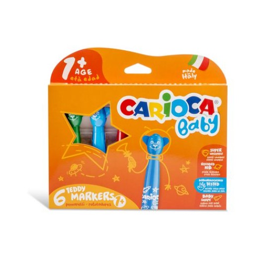 Carioca Feutres de coloriage Baby Teddy 1+ 6 pièces, multicolores