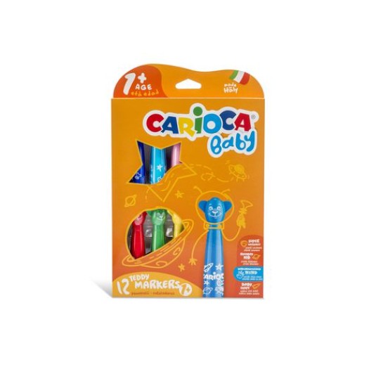 Carioca Feutres de coloriage Baby Teddy 1+ 12 pièces, multicolores