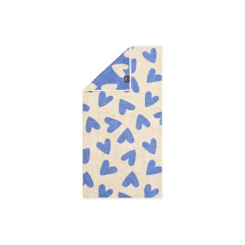 Cawö Serviette de douche Heart Beats 70 x 140 cm, Bleu
