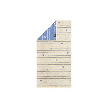 Cawö Serviette de douche Heart Beats 70 x 140 cm, Bleu