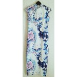 Chinese evenning or party long dress, blue - white color