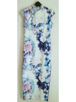 Chinese evenning or party long dress, blue - white color