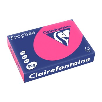Clairefontaine Papier pour photocopie Trophée A4, 80 g/m², rose fluo, 500 feuilles Clairefontaine Papier pour photocopie Trophée A4, 80 g/m², rose fluo, 500 feuilles