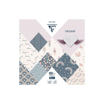 Clairefontaine Papier Origami Little Love, 70g/m2, 60 Blatt, assortiert Clairefontaine Papier Origami Little Love, 70g/m2, 60 Blatt, assortiert
