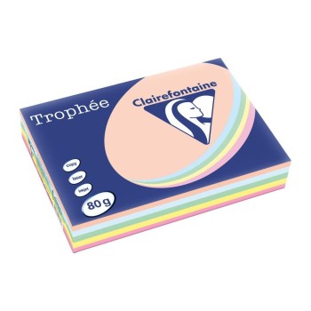 Clairefontaine Trophée FSC A4, Pak à 500, Pastell, 5 Farben assortiert, 80 g/m²