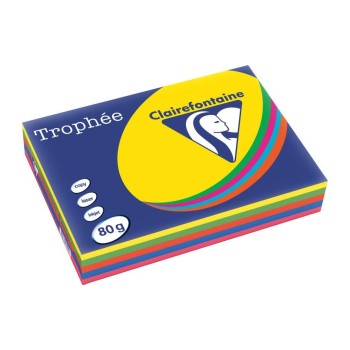 Clairefontaine Trophée FSC A4, Pak à 500, Intensiv, 5 Farben assortiert, 80 g/m²
