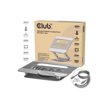 Club 3D Tablet und Notebook Halter CSV-2554, Aluminium mit Hub 100W 360°