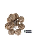 COCON Stroh-Rattan-Kugel Lichterkette, outdoor, mit Timer
