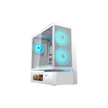 Cougar CFV235 Mesh Vision Tour Midi en verre trempé blanc, écran LCD, ATX